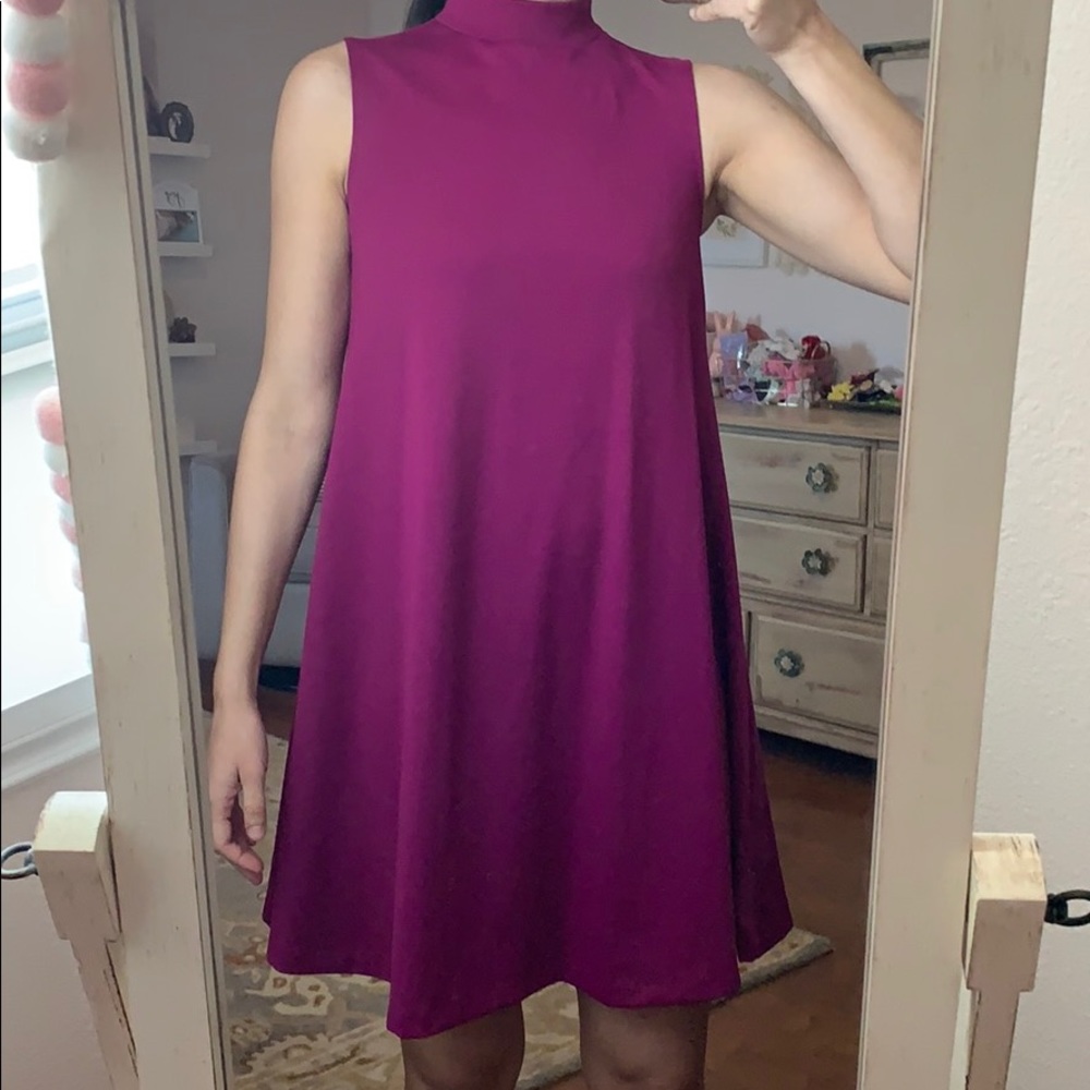 Plum mock neck swing dress